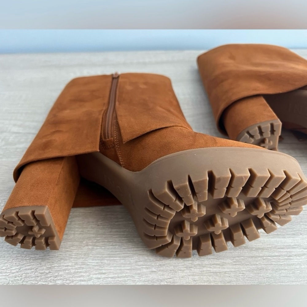 I.N.C. Suede Acelina Fold-Over Cuffed platform Dress heel Booties Size 8 NWT - Picture 12 of 17